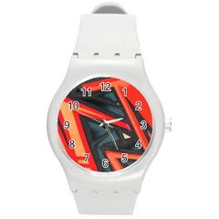 Graffiti Detail Wallpaper Texture Background Round Plastic Sport Watch (m) by Wegoenart