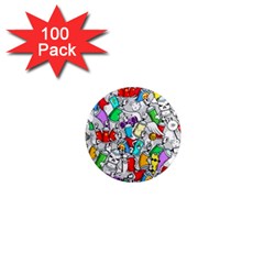 Graffit Characters Seamless Pattern Art 1  Mini Magnets (100 Pack)  by Wegoenart