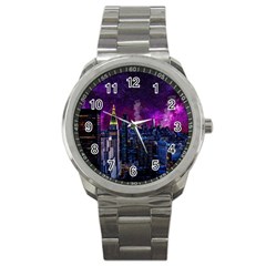 New York Manhattan Skyline Cityscape Downtown Sport Metal Watch by Wegoenart