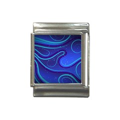 Wavy Abstract Blue Italian Charm (13mm) by Ravend