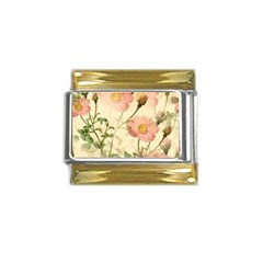 Flowers Petals Stem Bouquet Flora Floral Bloom Gold Trim Italian Charm (9mm) by Wegoenart