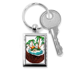 Coconut And Holiday Beach Food Key Chain (rectangle) by Jancukart