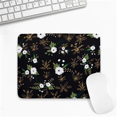 Black And White Floral Textile Digital Art Abstract Pattern Small Mousepad by danenraven