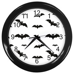 Bat Pattern Wall Clock (black) by Valentinaart