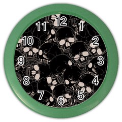 Skull Pattern Color Wall Clock by Valentinaart