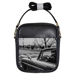 Convertible Classic Car At Paris Street Girls Sling Bag by dflcprintsclothing