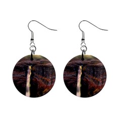 Waterfall Cascade Mountains Cliffs Northern Lights Mini Button Earrings by danenraven