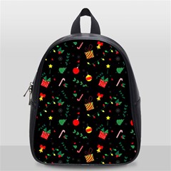 Christmas Pattern Texture Colorful Wallpaper School Bag (small) by Ravend