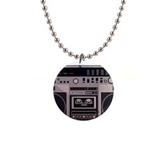 Cassette Recorder 80s Music Stereo 1  Button Necklace by Pakemis