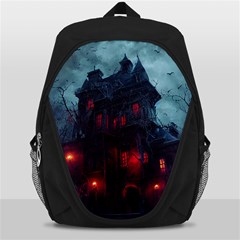 Haunted House Halloween Cemetery Moonlight Backpack Bag by Pakemis