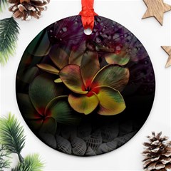 Beautiful Floral Round Ornament (two Sides) by Sparkle