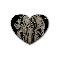 Catholic Motif Sculpture Over Black Rubber Heart Coaster (4 Pack) by dflcprintsclothing