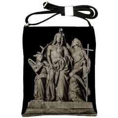 Catholic Motif Sculpture Over Black Shoulder Sling Bag by dflcprintsclothing