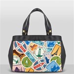 Travel Pattern Immigration Stamps Stickers With Historical Cultural Objects Travelling Visa Immigran Oversize Office Handbag (2 Sides) Front