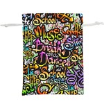 Graffiti Word Seamless Pattern Lightweight Drawstring Pouch (XL) Back