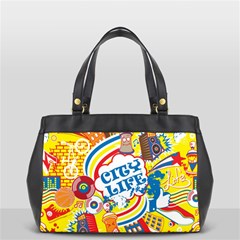 Colorful City Life Horizontal Seamless Pattern Urban City Oversize Office Handbag by Pakemis