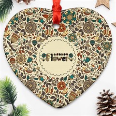 Seamless Pattern With Flower Birds Heart Ornament (two Sides) by Pakemis