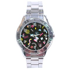 Memphis Design Seamless Pattern Stainless Steel Analogue Watch by Pakemis