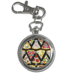 Vector-seamless-pattern-with-italian-pizza-top-view Key Chain Watches by Pakemis