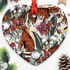 Natural-seamless-pattern-with-tiger-blooming-orchid Ornament (heart) by Pakemis