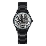 Black and white Stainless Steel Round Watch Front