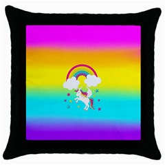 Unicorn Einhorn Licorne Throw Pillow Case (black) by gasi