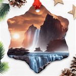 Water Waterfall Nature River Lake Planet Fantasy Snowflake Ornament (Two Sides) Back