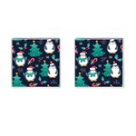 Colorful Funny Christmas Pattern Cufflinks (Square) Front(Pair)