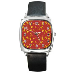 Background Pattern Texture Design Square Metal Watch by Ravend