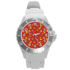 Background Pattern Texture Design Round Plastic Sport Watch (l) by Ravend