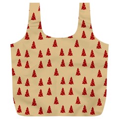 Red Christmas Tree Brown Full Print Recycle Bag (xl) by TetiBright