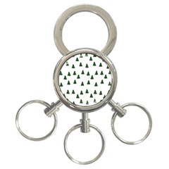 Green Christmas Trees White 3-ring Key Chain by TetiBright