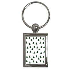 Green Christmas Trees White Key Chain (rectangle) by TetiBright