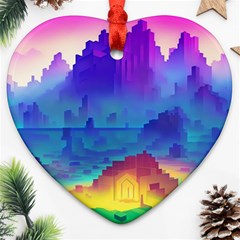 Abstract Geometric Landscape Art 3d Ornament (heart) by Pakemis