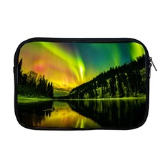 Scenic View Of Aurora Borealis Stretching Over A Lake At Night Apple Macbook Pro 17  Zipper Case by danenraven