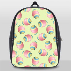 Colorful Easter Eggs Pattern Green School Bag (large) by TetiBright