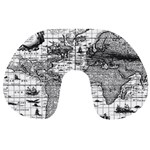 Antique Mapa Mundi Revisited Travel Neck Pillow Back