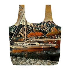 Art Boats Garda, Italy  Full Print Recycle Bag (l) by ConteMonfrey