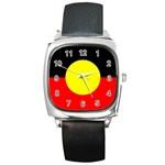 Aboriginal flag on Square Leather Watch