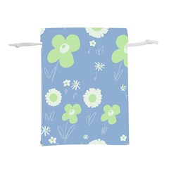 Daisy Flowers Pastel Green White Blue  Lightweight Drawstring Pouch (l) by Mazipoodles