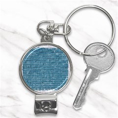 White And Blue Brick Wall Nail Clippers Key Chain