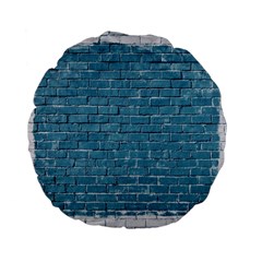 White And Blue Brick Wall Standard 15  Premium Flano Round Cushions by artworkshop