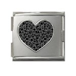 Black And Alien Drawing Motif Pattern Mega Link Heart Italian Charm (18mm) Front