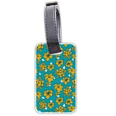 Turquoise And Yellow Floral Luggage Tag (two Sides) by fructosebat