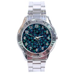 Background Abstract Textile Design Stainless Steel Analogue Watch by Ravend