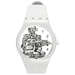 Scarface Movie Traditional Tattoo Round Plastic Sport Watch (m) by tradlinestyle