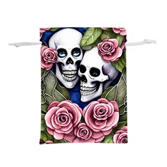 Skulls And Flowers Lightweight Drawstring Pouch (l) by GardenOfOphir