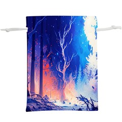 Winter Snow Mountain Fire Flame Lightweight Drawstring Pouch (xl)