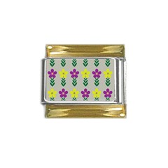 Pattern Flowers Art Creativity Gold Trim Italian Charm (9mm)