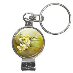 Watercolor Yellow And-white Flower Background Nail Clippers Key Chain